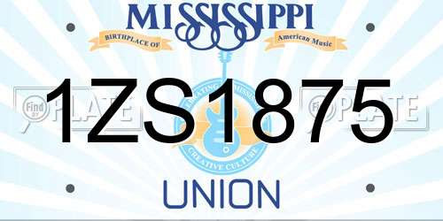 1ZS1875 Mississippi License Plate