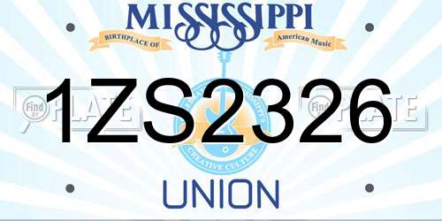 1ZS2326 Mississippi License Plate