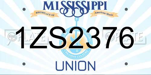 1ZS2376 Mississippi License Plate