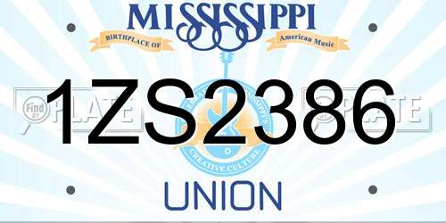 1ZS2386 Mississippi License Plate