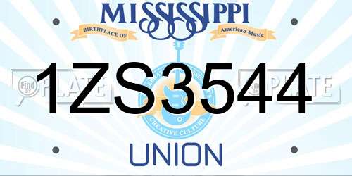 1ZS3544 Mississippi License Plate