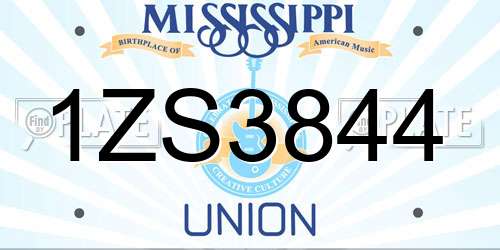 1ZS3844 Mississippi License Plate