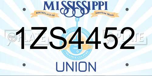 1ZS4452 Mississippi License Plate