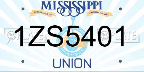 1ZS5401 Mississippi License Plate
