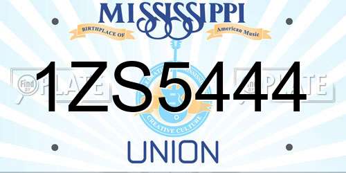 1ZS5444 Mississippi License Plate