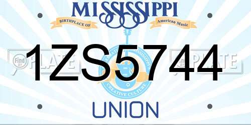 1ZS5744 Mississippi License Plate