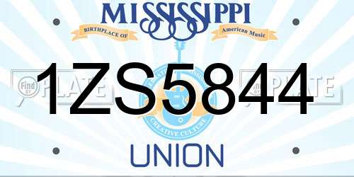 1ZS5844 Mississippi License Plate