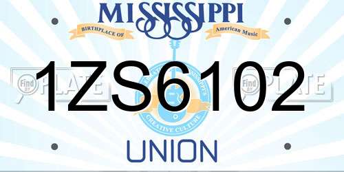1ZS6102 Mississippi License Plate