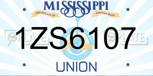 1ZS6107 Mississippi License Plate