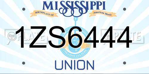 1ZS6444 Mississippi License Plate
