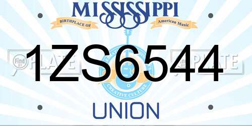 1ZS6544 Mississippi License Plate