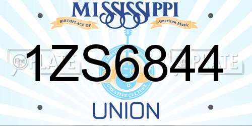 1ZS6844 Mississippi License Plate