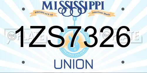 1ZS7326 Mississippi License Plate