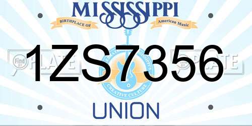 1ZS7356 Mississippi License Plate