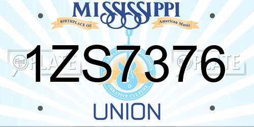 1ZS7376 Mississippi License Plate