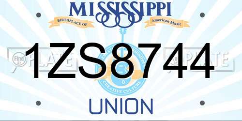 1ZS8744 Mississippi License Plate