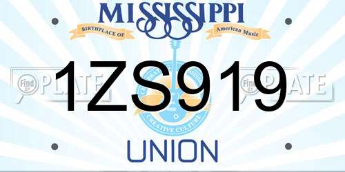 1ZS919 Mississippi License Plate