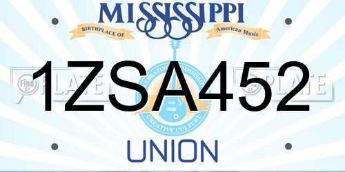 1ZSA452 Mississippi License Plate