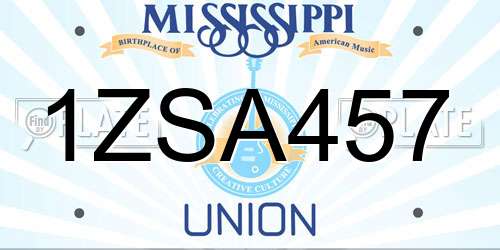 1ZSA457 Mississippi License Plate