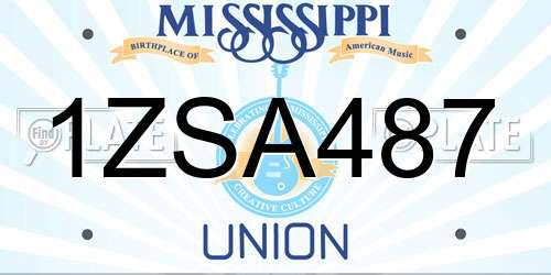 1ZSA487 Mississippi License Plate