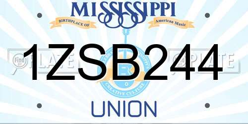 1ZSB244 Mississippi License Plate