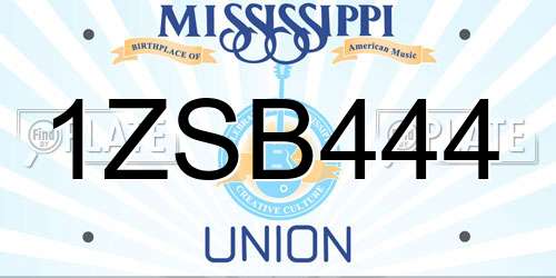 1ZSB444 Mississippi License Plate
