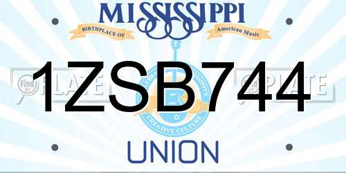 1ZSB744 Mississippi License Plate