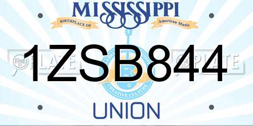 1ZSB844 Mississippi License Plate