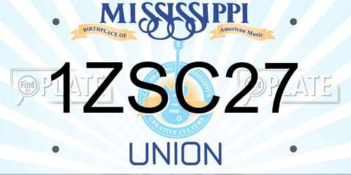 1ZSC27 Mississippi License Plate