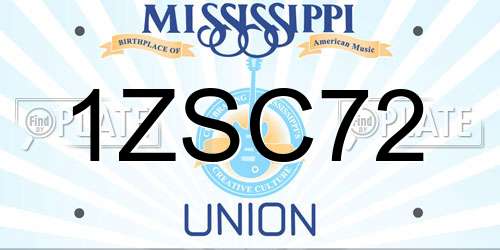 1ZSC72 Mississippi License Plate