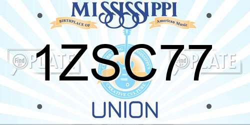 1ZSC77 Mississippi License Plate