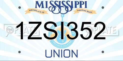 1ZSI352 Mississippi License Plate
