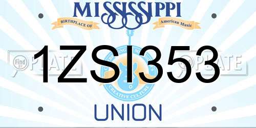 1ZSI353 Mississippi License Plate