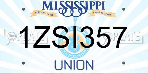 1ZSI357 Mississippi License Plate