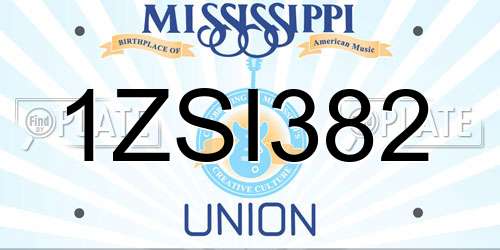 1ZSI382 Mississippi License Plate