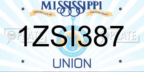 1ZSI387 Mississippi License Plate