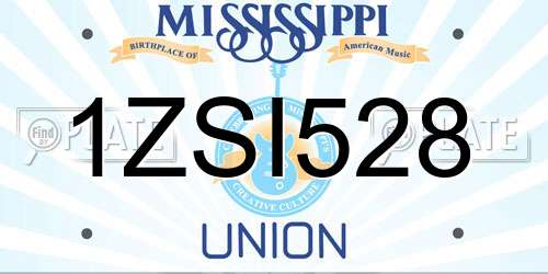 1ZSI528 Mississippi License Plate