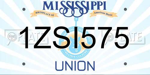 1ZSI575 Mississippi License Plate