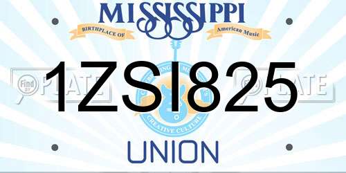1ZSI825 Mississippi License Plate