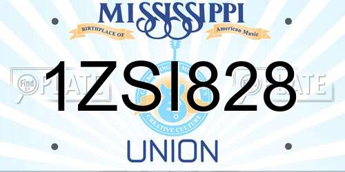1ZSI828 Mississippi License Plate