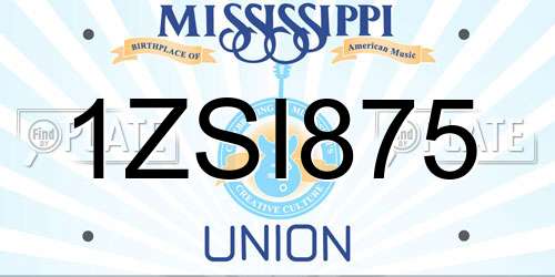 1ZSI875 Mississippi License Plate
