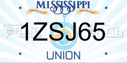 1ZSJ65 Mississippi License Plate