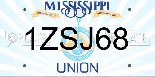 1ZSJ68 Mississippi License Plate