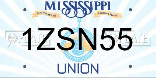 1ZSN55 Mississippi License Plate