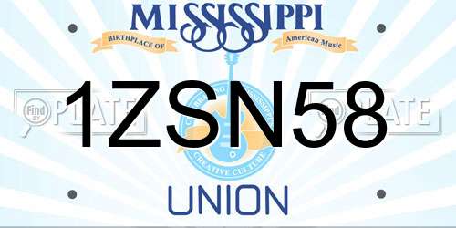 1ZSN58 Mississippi License Plate