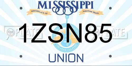 1ZSN85 Mississippi License Plate