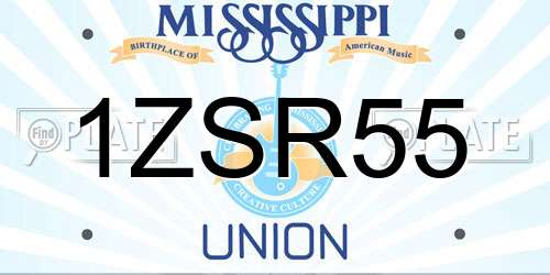 1ZSR55 Mississippi License Plate