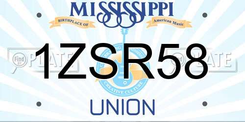 1ZSR58 Mississippi License Plate