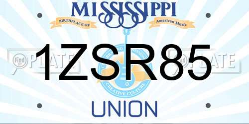 1ZSR85 Mississippi License Plate
