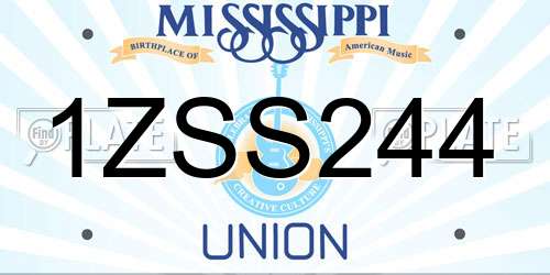 1ZSS244 Mississippi License Plate
